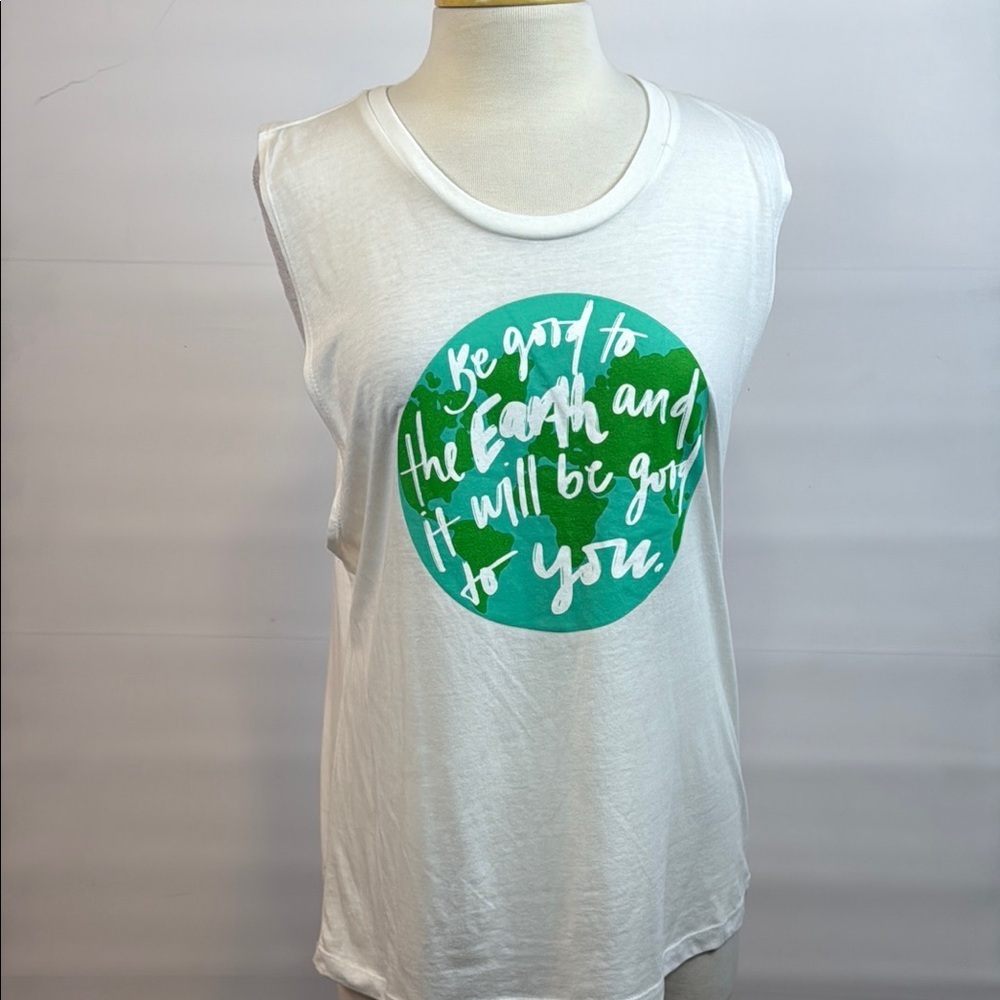 Soar Blue Next Level Apparel Sleeveless Muscle Earth Tee, XL - NWT